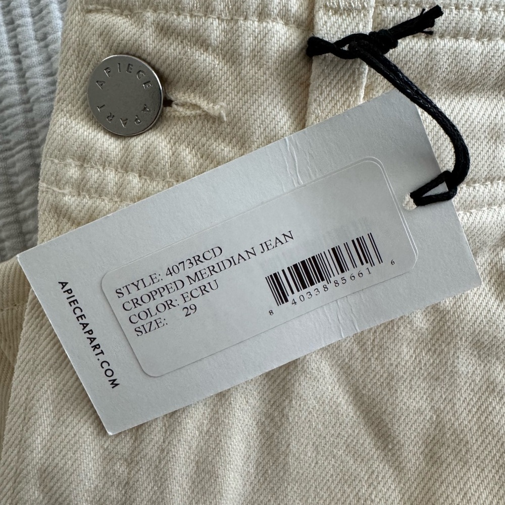 NWT Apiece Apart Cropped Meridian Jean - Ecru - Size 29 - Picture 7 of 9